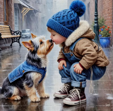 Borduur jongen met hond