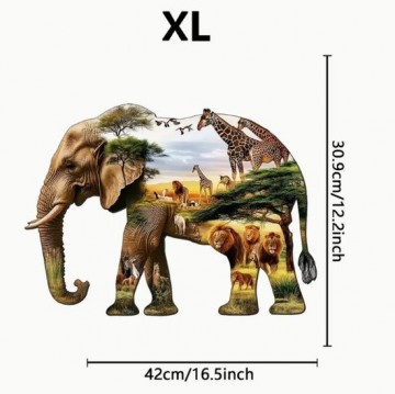 Houten puzzel olifant1