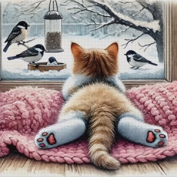 Poes kijkt naar vogels