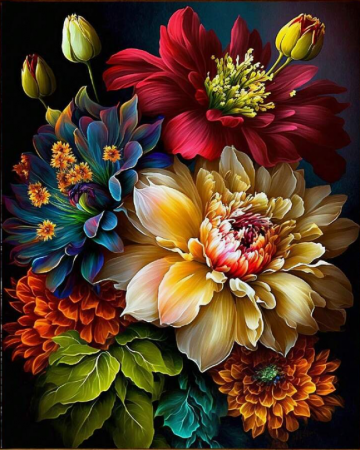 Schilderen op nummer bloemen