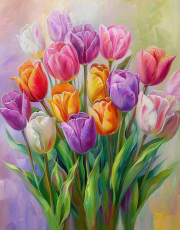 Schilderen op nummer tulpen