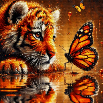 Tijger met vlinder