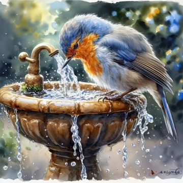 Vogel drinkt water